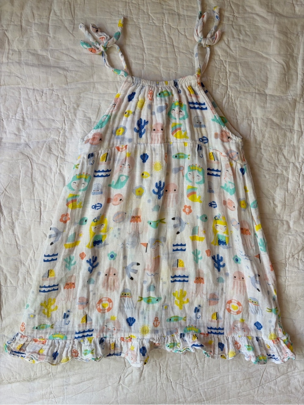 Girls' Sleeveless Mermaid Print Sundress